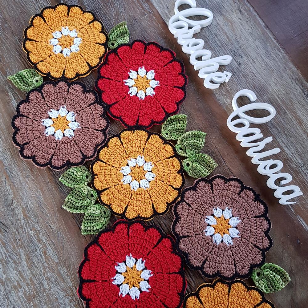 Trilho de mesa crochê floral russo ESCOLHA CORES e MEDIDAS