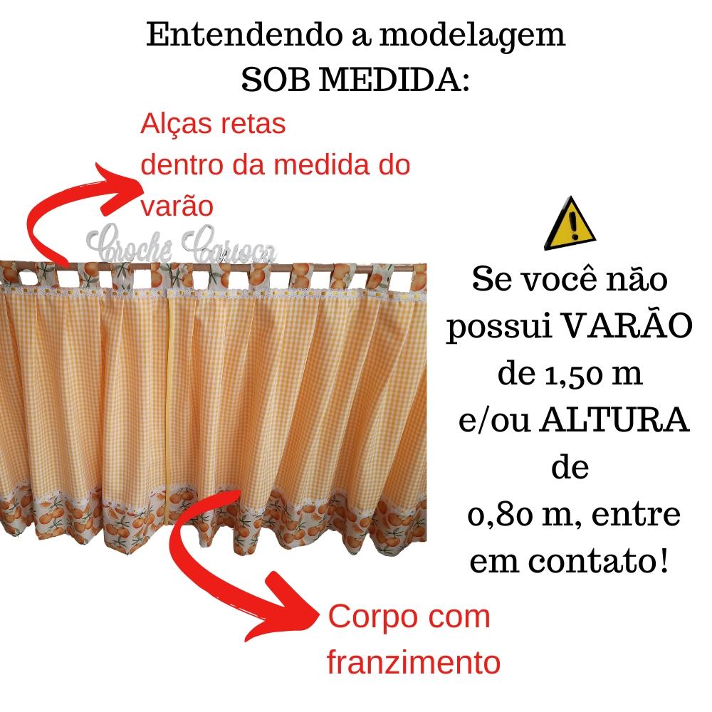 cortina de pia bancada ou balcão de cozinha xadrez e laranjas 3D