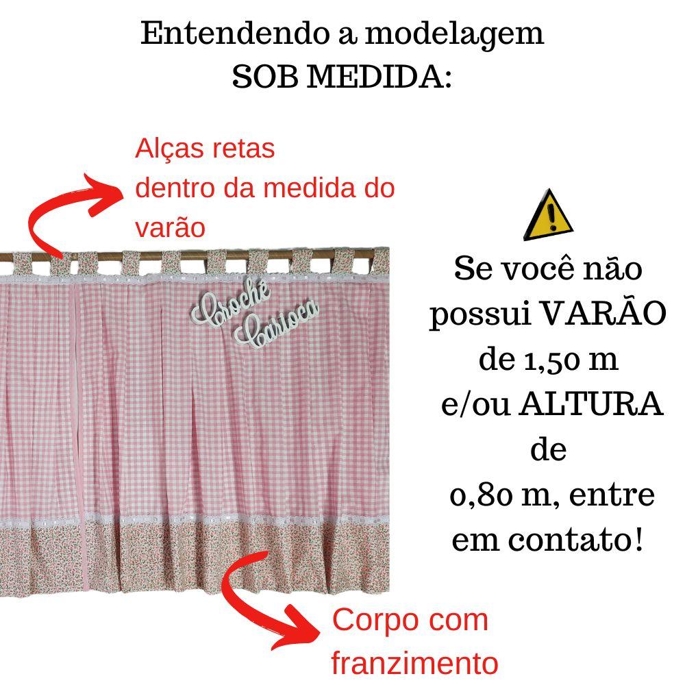 Cortina para pia de cozinha sob medida tema rosa