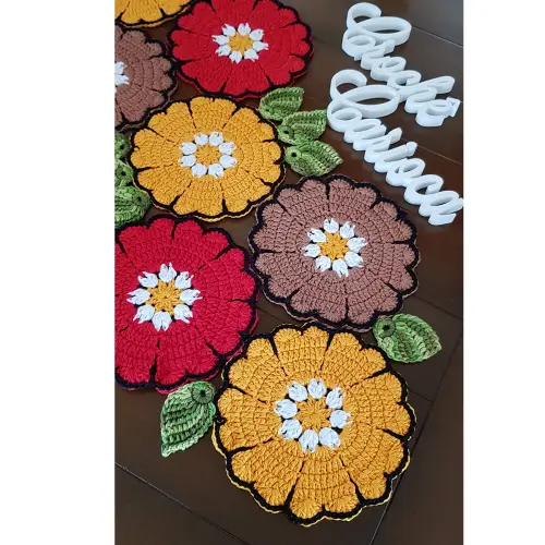 Trilho de mesa crochê floral russo ESCOLHA CORES e MEDIDAS