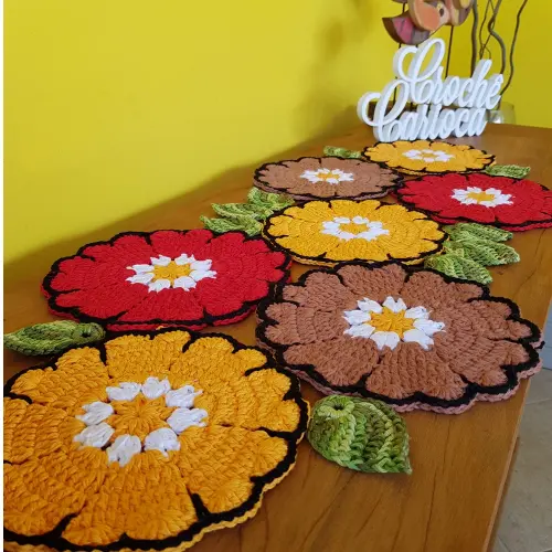 Trilho de mesa crochê floral russo ESCOLHA CORES e MEDIDAS