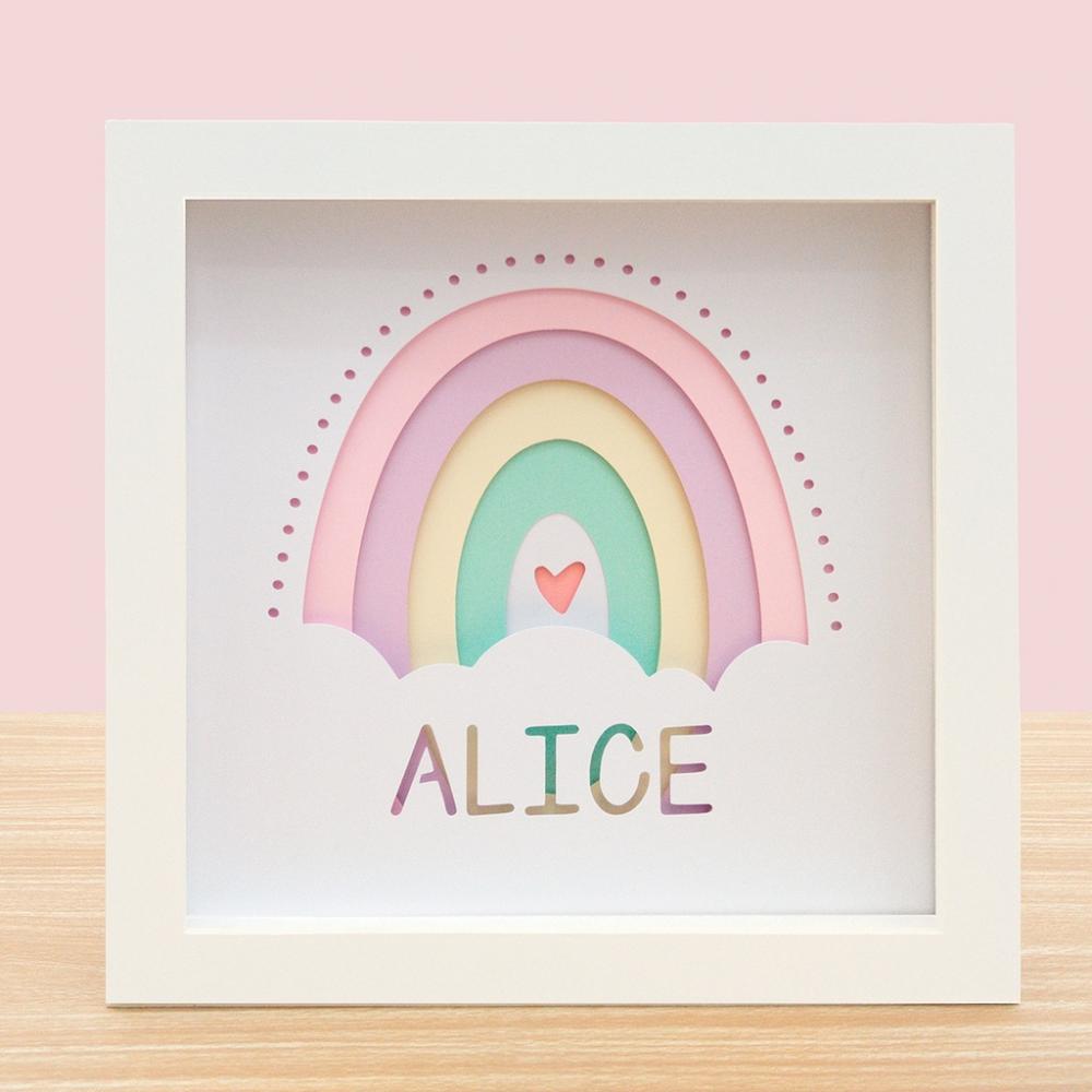 Quadro 3d Infantil Porta Maternidade Personalizado Arco-íris