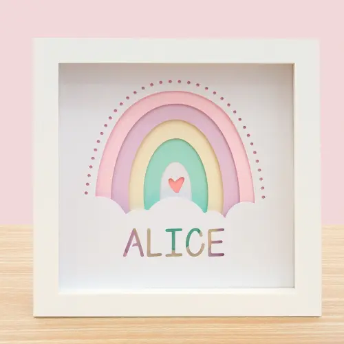 Quadro 3d Infantil Porta Maternidade Personalizado Arco-íris