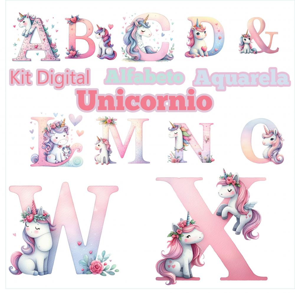 Kit Digital Alfabeto Unicornio