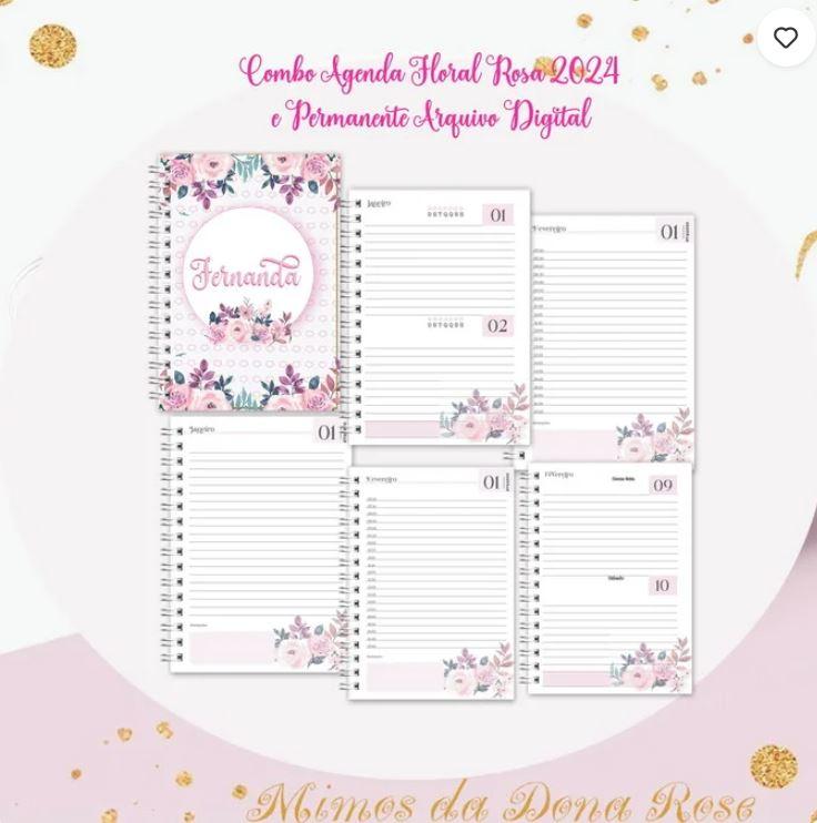 Combo de Agendas Florais Arquivo Digital  02 2024