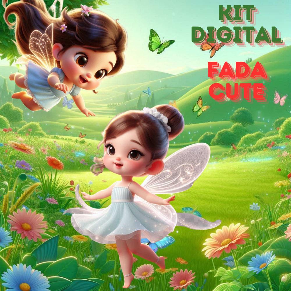 Kit Digital Fada Cute Estilo 3D: