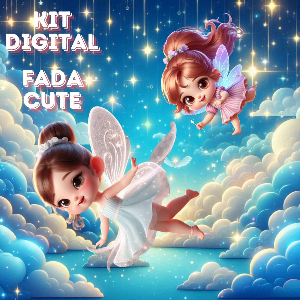 Kit Digital Fada Cute Estilo 3D: