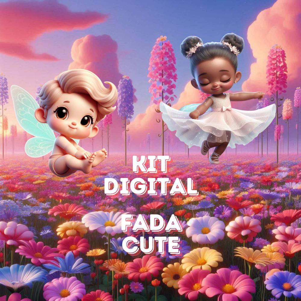 Kit Digital Fada Cute Estilo 3D: