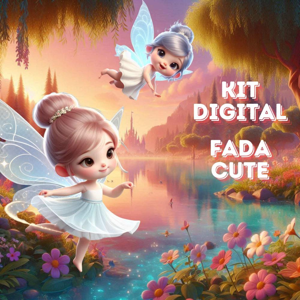 Kit Digital Fada Cute Estilo 3D: