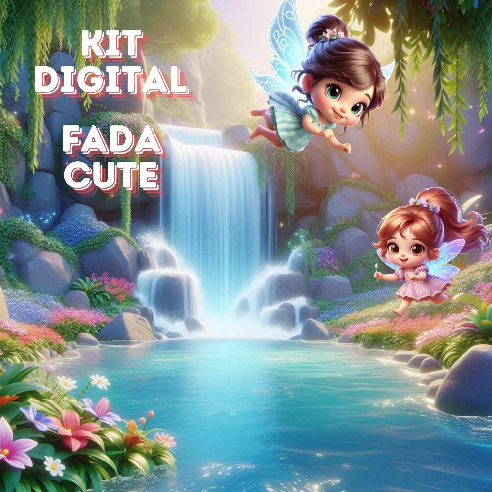 Kit Digital Fada Cute Estilo 3D: