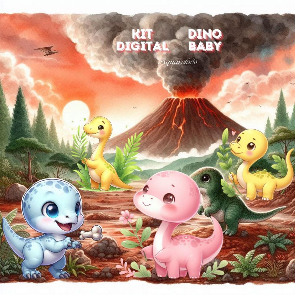 Kit Digital Dino Baby Cute