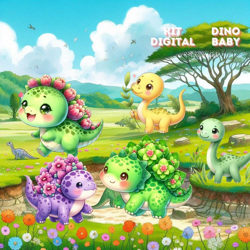 Kit Digital Dino Baby Cute