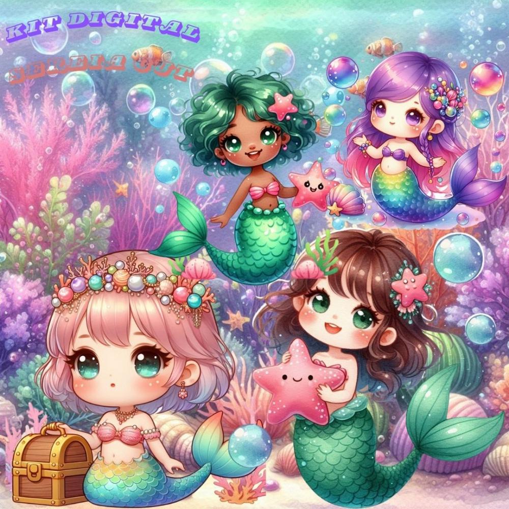 Kit Digital Sereia Cute