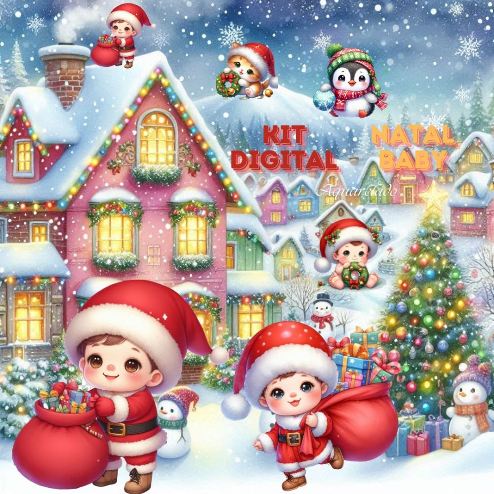 Kit Digital Natal Baby Cute