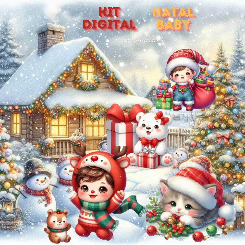 Kit Digital Natal Baby Cute