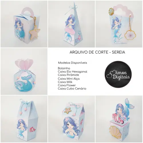 Arquivo de Corte Sereia Azul e Rosa - 0017