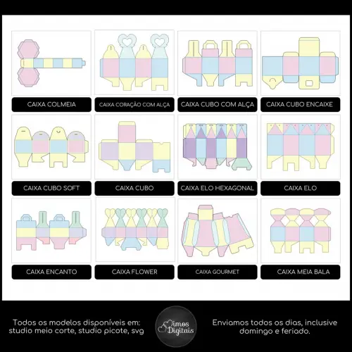 Moldes Limpos de Caixinhas - 50 Modelos