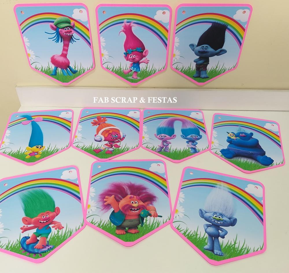 Bandeirola Personagens Trolls