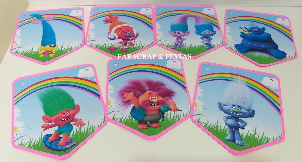 Bandeirola Personagens Trolls