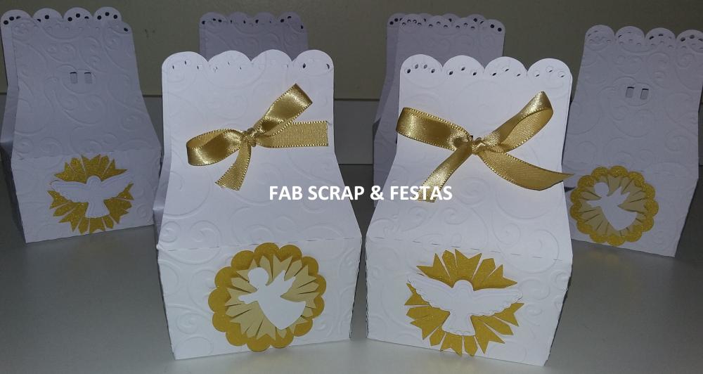 CAIXA SCRAP BATIZADO BRANCO E DOURADO