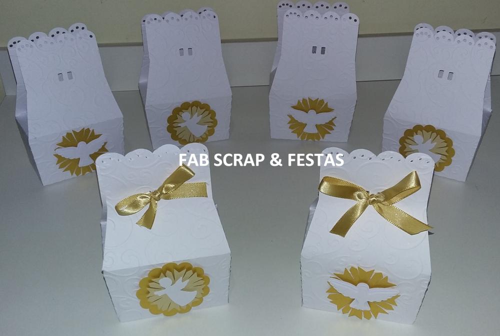 CAIXA SCRAP BATIZADO BRANCO E DOURADO