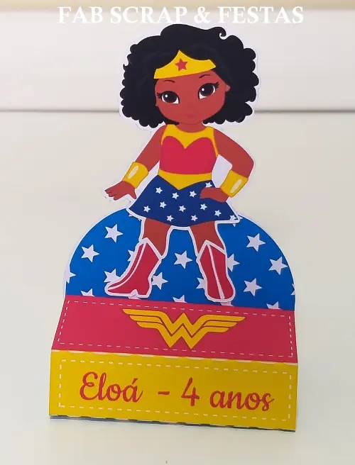 PORTA CHOCOLATE DUPLO MULHER MARAVILHA NEGRA