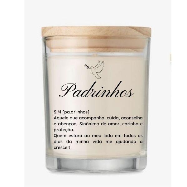 Vela Aromática Personalizada Padrinhos Batizado 200g