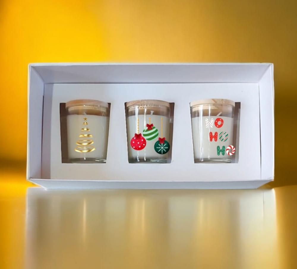 Kit 3 Velas Aromáticas Merry Christmas