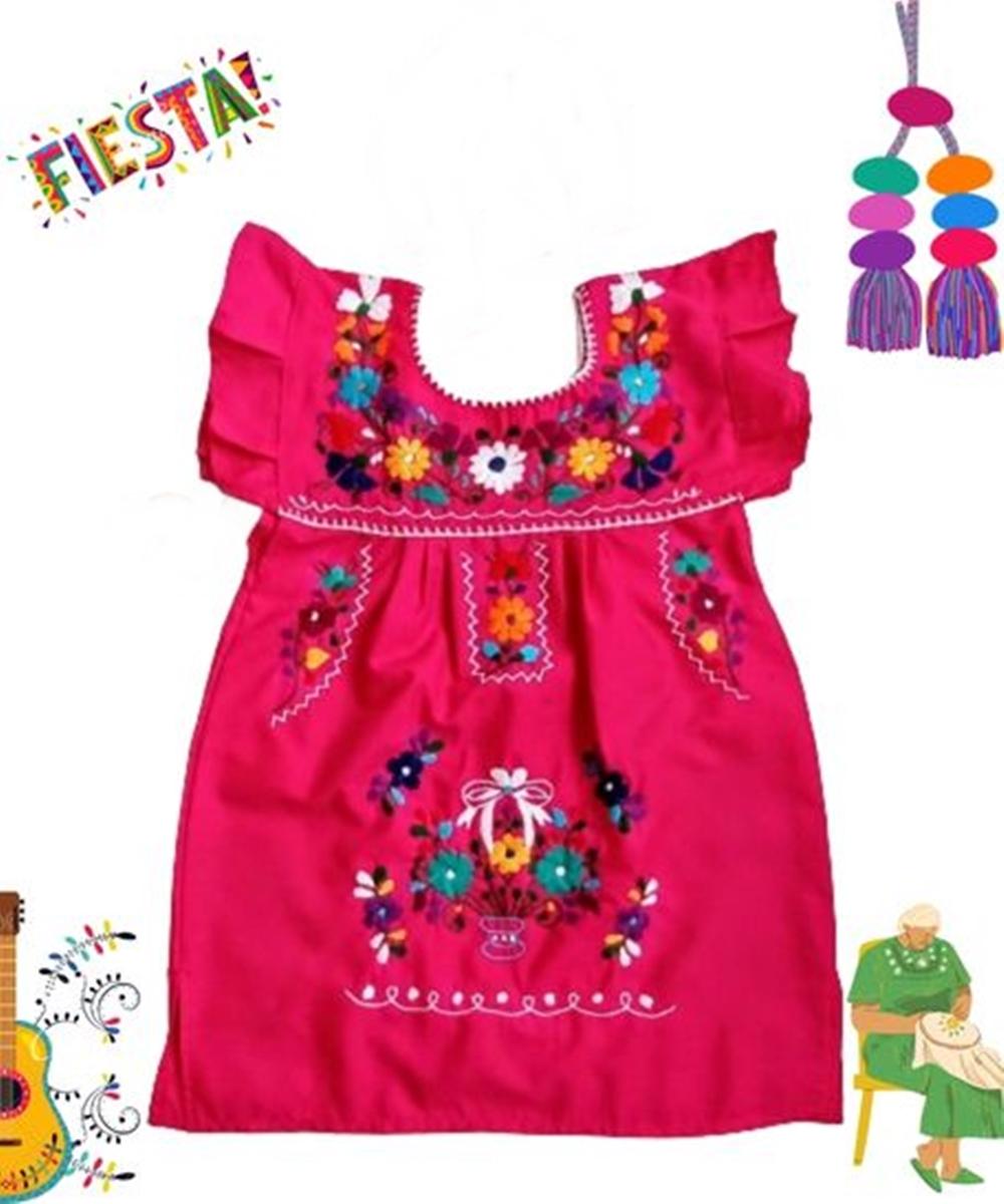 Vestido Mexicano Infantil Bordado bordado a mão