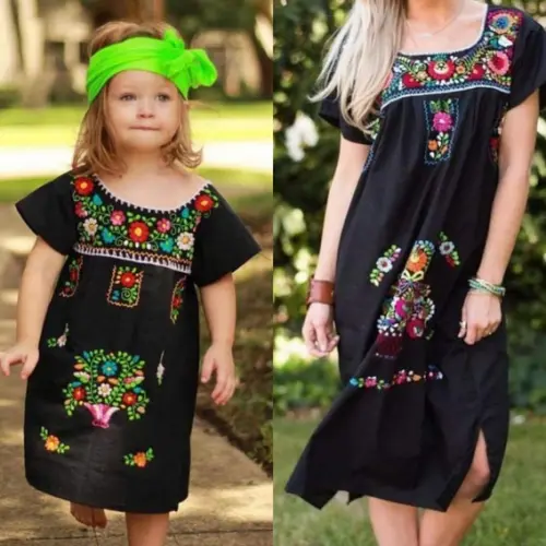 Vestido Mexicano Infantil Bordado bordado a mão