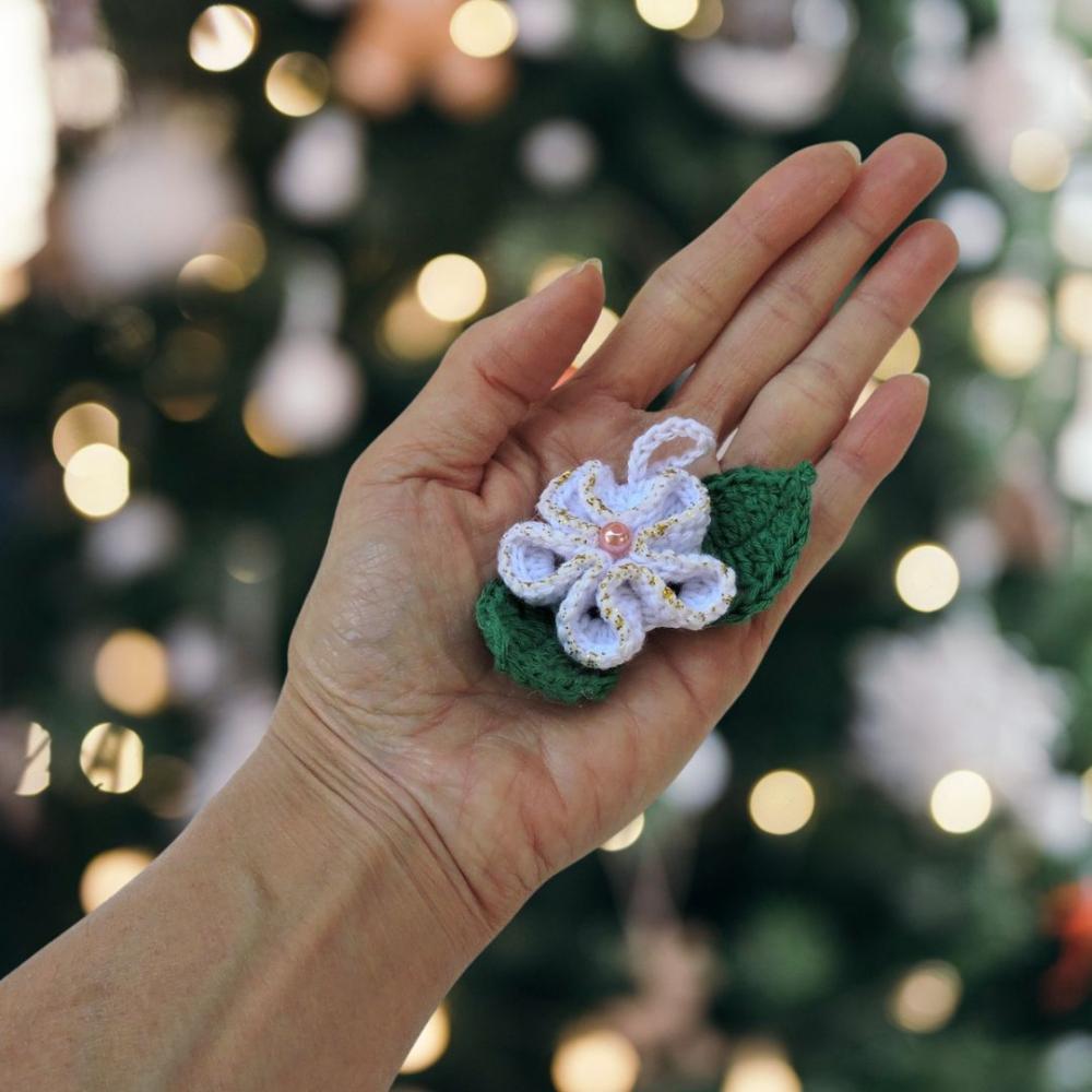 10 unidades - Enfeite de Natal Flor de crochê