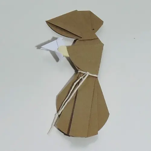 Marcador de Livro ou aplique - São Francisco de Assis em origami- 5unidades