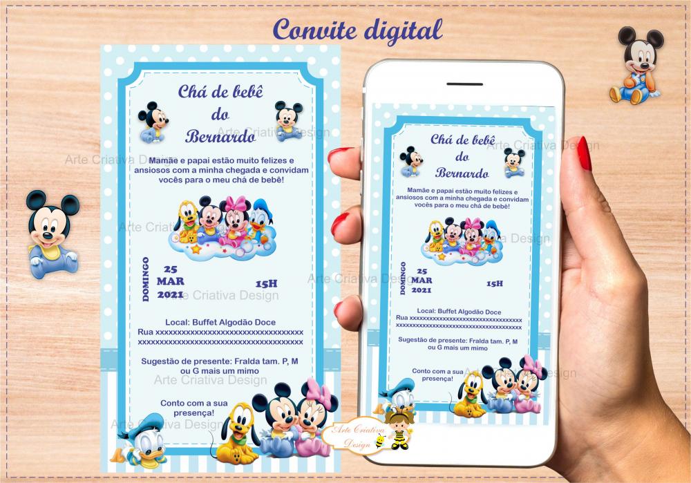 Convite digital chá de bebê ou chá de fraldas