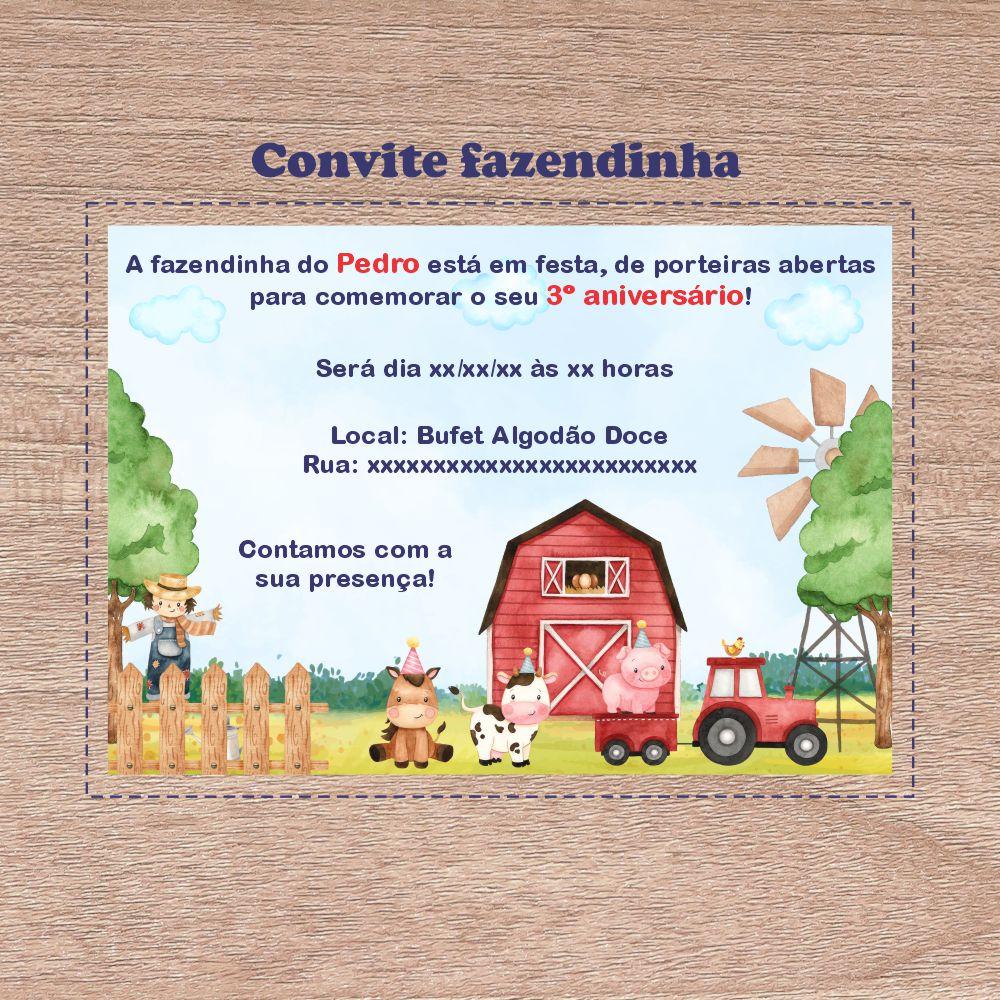 Convite aniversário infantil fazendinha