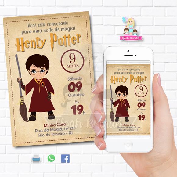 Convite Digital Harry Potter ou Hermione