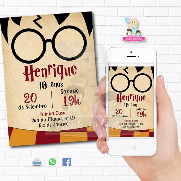 Convite Digital Harry Potter ou Hermione