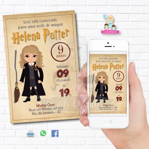 Convite Digital Harry Potter ou Hermione