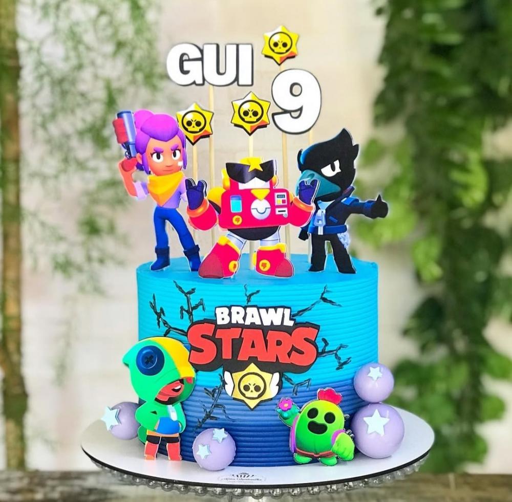 Topo de bolo Brawl Stars personalizado com nome e idade