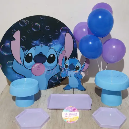 Locação Kit Festa na Mesa Prata Stitch