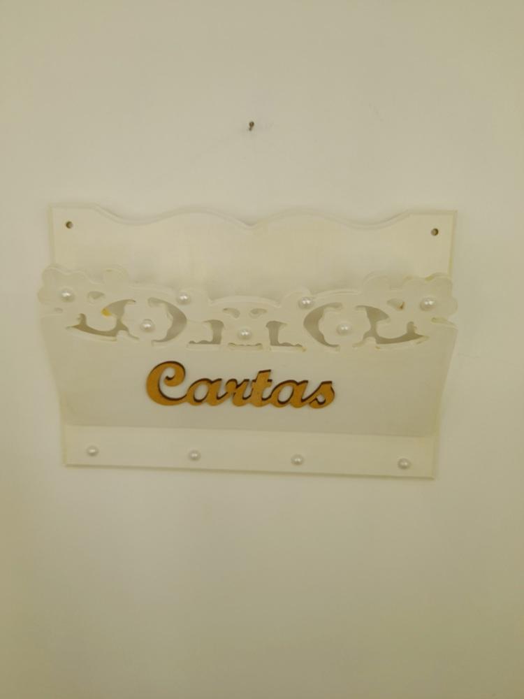 Porta Carta em mdf Branca com Corte a Laser de Flores