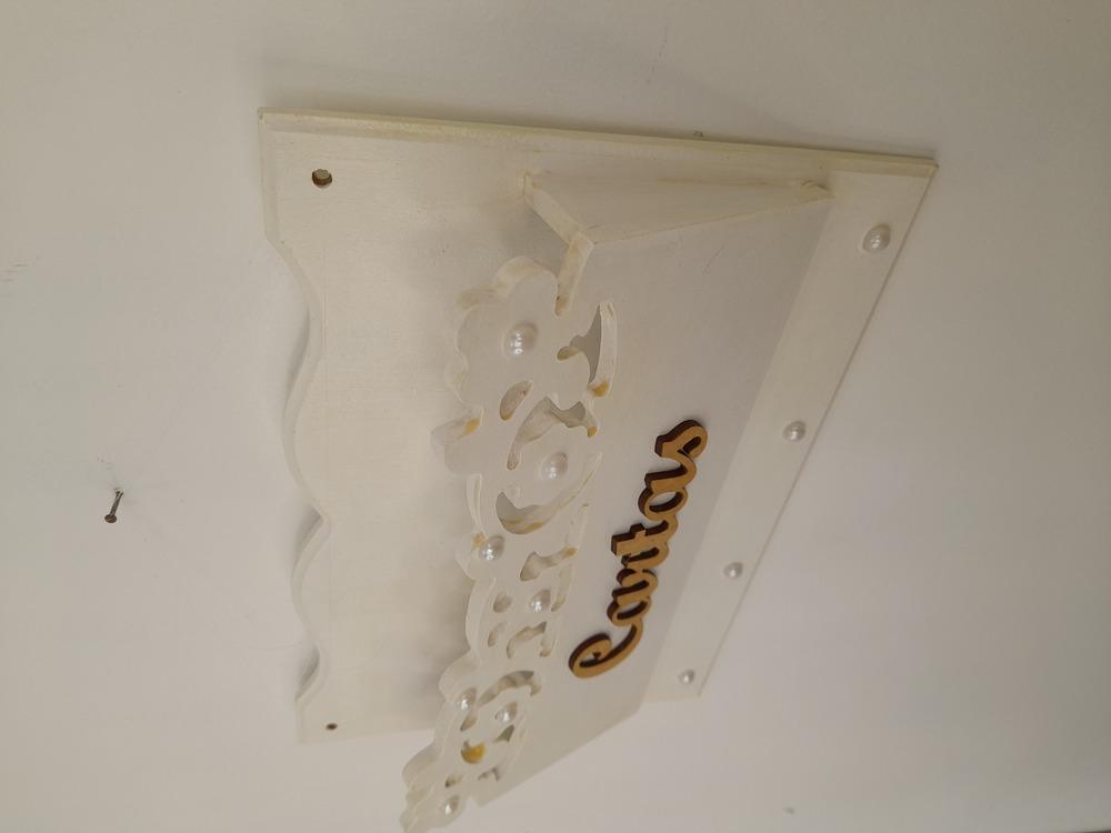 Porta Carta em mdf Branca com Corte a Laser de Flores