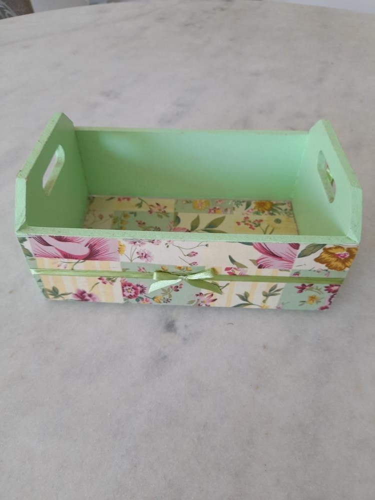 Caixote em mdf Verde Claro Multiuso Floral