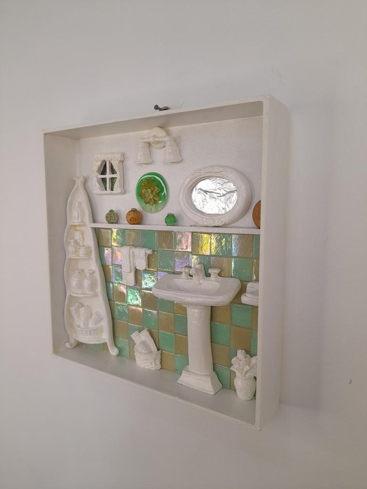 Quadro para Lavabo em mdf com Pastilha Decorado