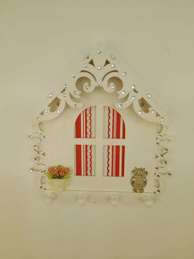 Porta Chave em mdf Branca Decorado com Flores