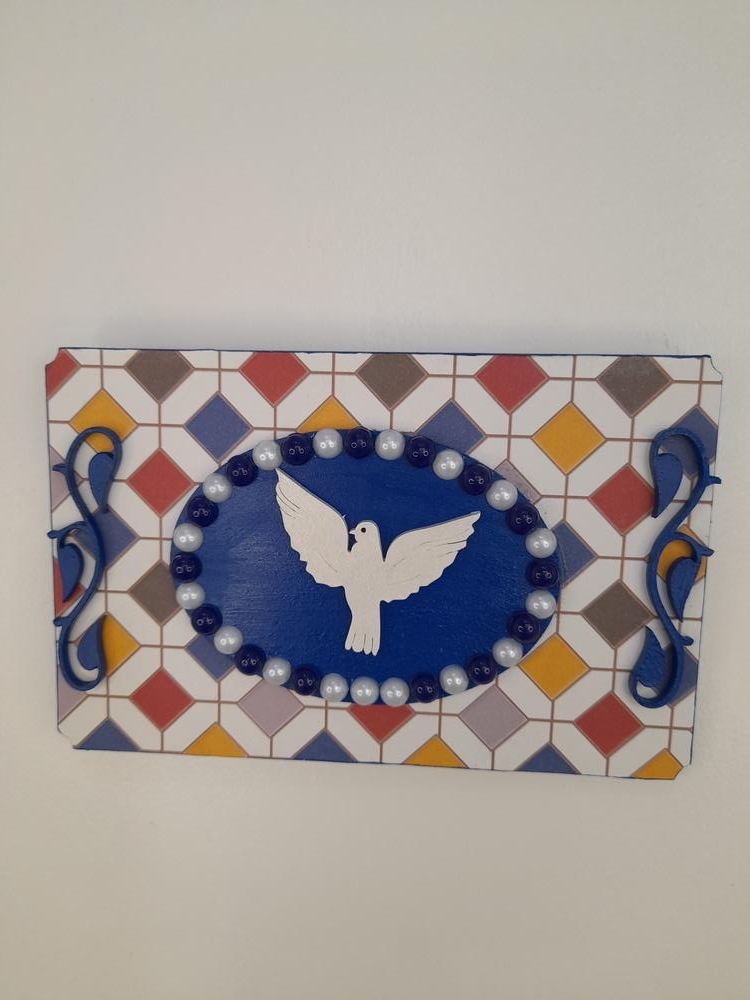 Divino em Quadro de mdf Azul Marinho e Colorido