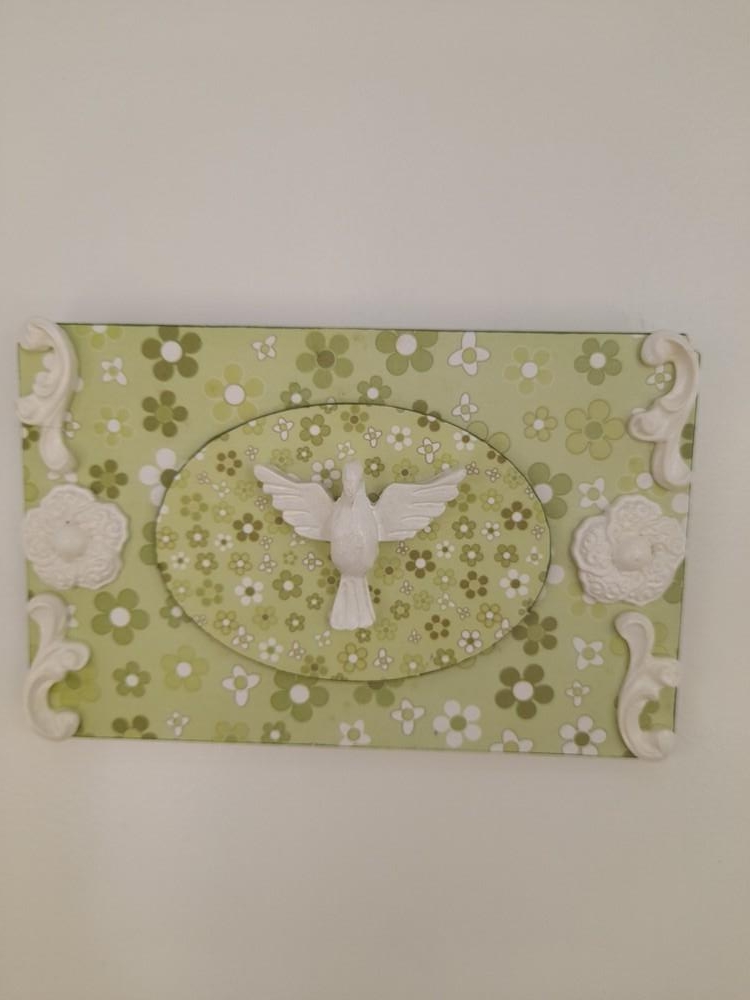 Quadro com Divino e Fundo Floral Verde