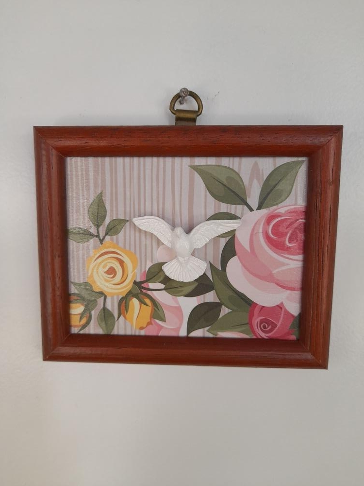 Mini Quadro em mdf com Divino Fundo Florido