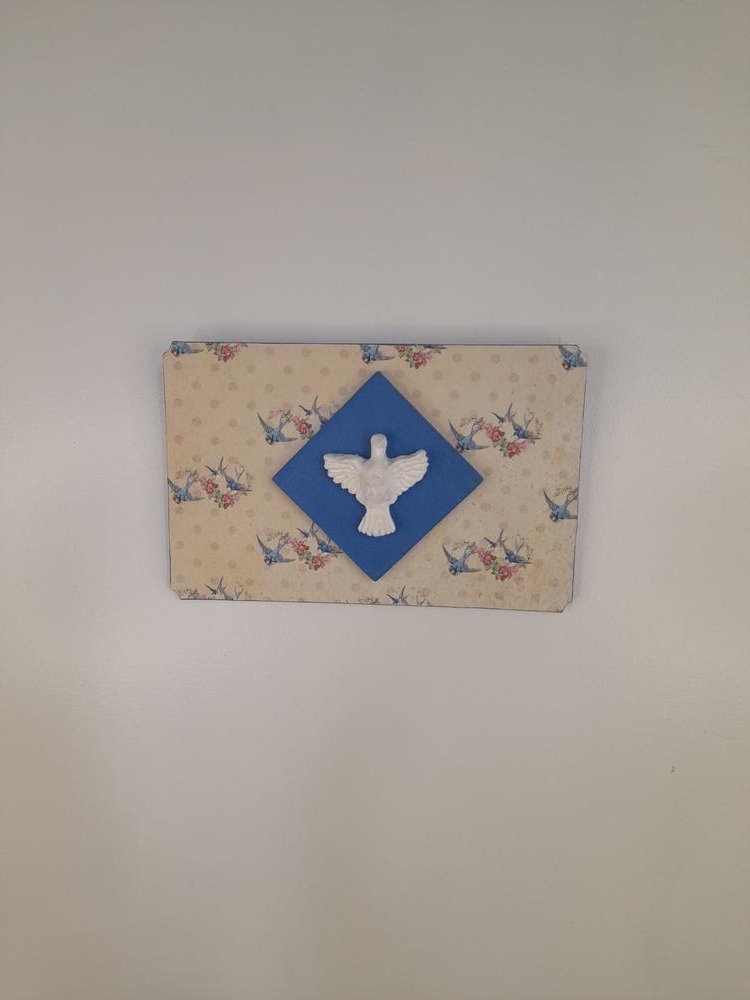 Quadro em mdf Azul Decorado com Divino