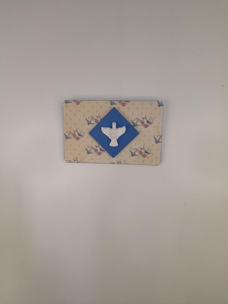 Quadro em mdf Azul Decorado com Divino