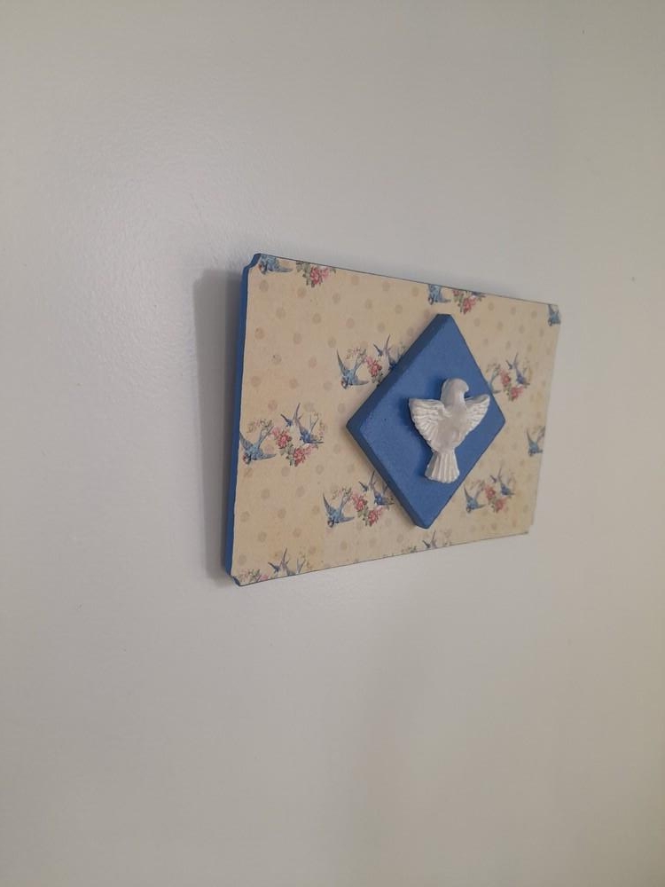 Quadro em mdf Azul Decorado com Divino